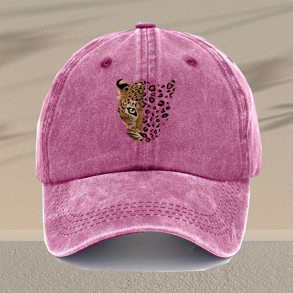 Men'S Leopard Print Baseball Cap - Adjustable Vintage Washed 100% Viscose Lightweight Outdoor Travel Casual Cap - Available in Multiple Colors, Perfect Gift