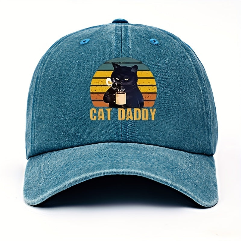 COFFE CAT DADDY Rainbow Pattern Print Adjustable Washed Men'S Baseball Cap Outdoor Fishing Dad Hat