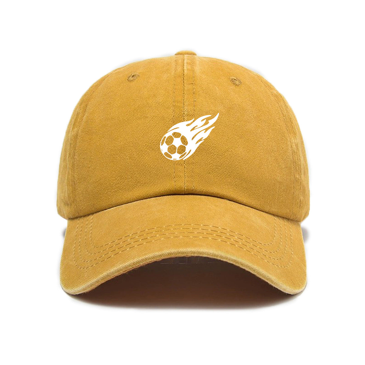 1 Washed Distressed Printed Baseball Cap for Adults, Fashionable Vintage Soccer Print Washed Distressed Soft Top Sun Baseball Cap, Unisex Versatile Baseball Cap
