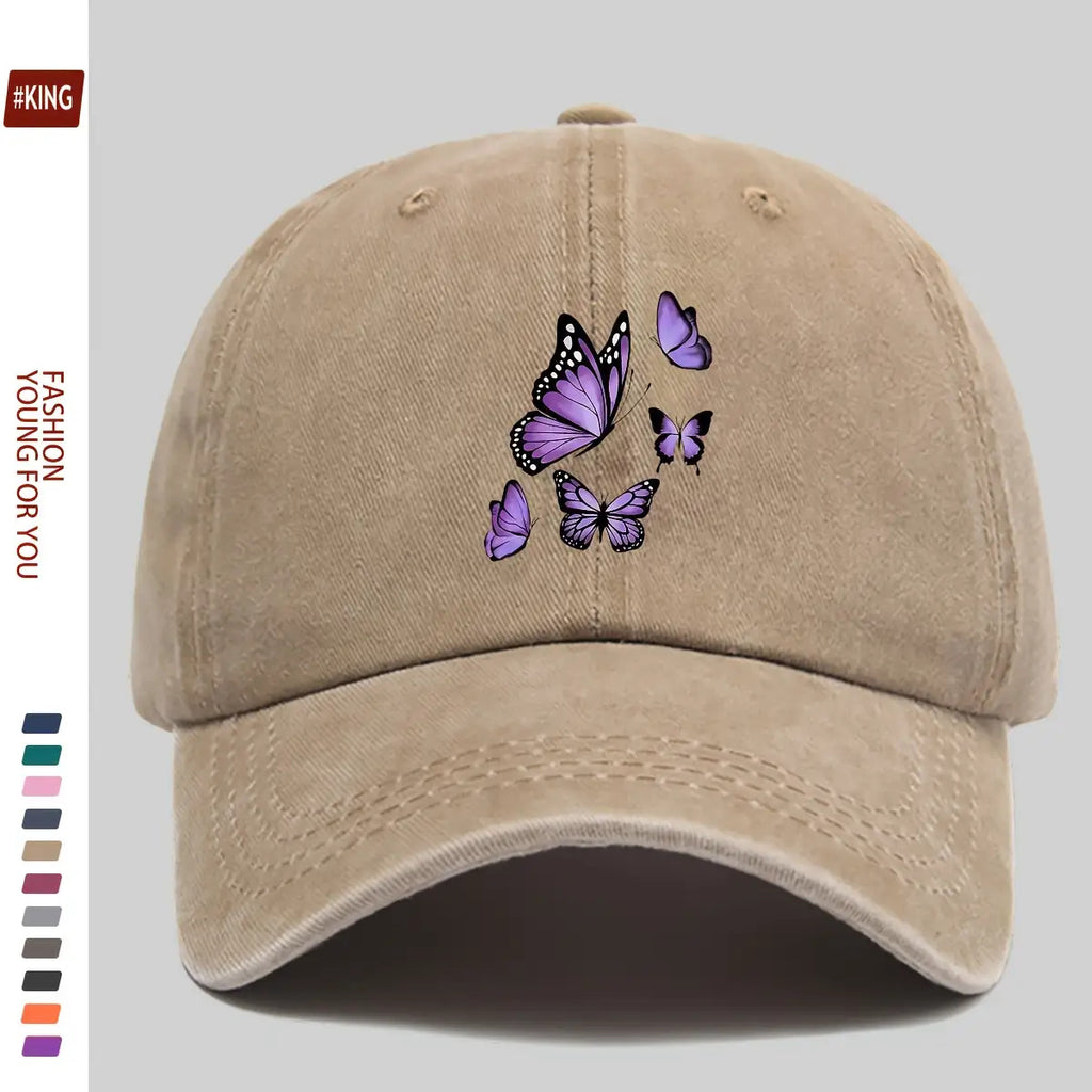 1pc Mother's Day Gift Gorgeous Butterfly Print Baseball Cap Comfortable Breathable Adjustable Size Youth Couple Skateboard Cap Beach Sunshade Seaside Party Travel Suitable for Playing Badminton, Golf, and Other Indoor Sports Suitable as a Birthday Ho