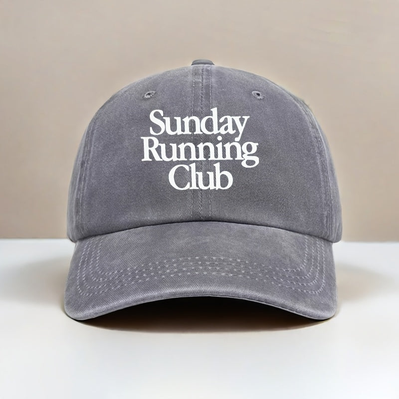 Vintage Baseball Cap, Adjustable Hat, Ideal for Outdoor Activities as Sun, Featuring a "Sunday Running Club" Letter Graphic Print, Unisex Outdoor Baseball Cap, the Best Choice for a Gift, Sun Hat for Outdoor Parties, Camping, and Travel