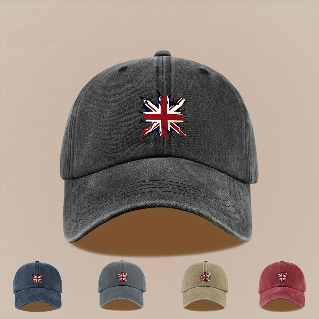 A Lightweight And Breathable Baseball Cap Featuring a "Union Jack" Pattern, Suitable for Both Men And Women. This Vintage-Style Dad Hat Is Adjustable And Perfect for Outdoor Activities Like Truck Driving, Graduation, Beach Outings, Sports, Hiking