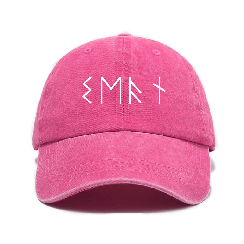 1 Top Water Washed Old Printed Baseball Cap Adult Versatile Easy Letter Popular Retro Printed Water Washed Old Soft Top Sunshade Baseball Cap for Men And Women