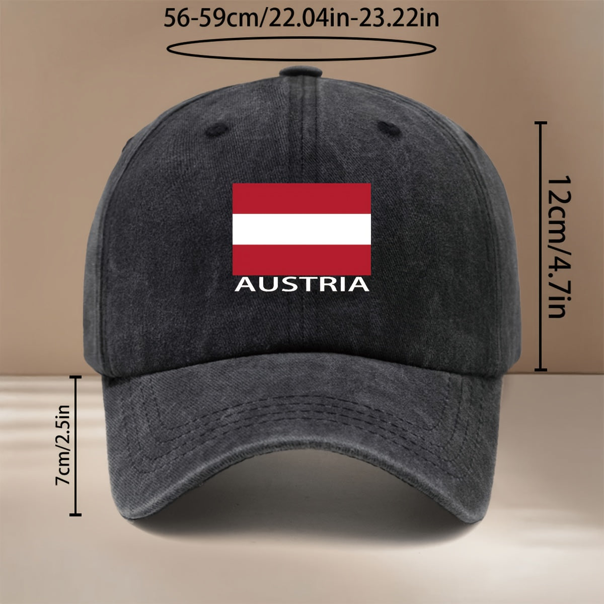AUSTRIA Letter Austria Flag Pattern Baseball Cap Easy Fashion Lightweight Hip Hop Hat Unisex Curved Brim Hat Vacation Travel Dinner Camping Matching Comfortable Duck Tongue Hat Curved Brim Arc Shows Small Face Adjustable Size Six-Piece Hat Version E