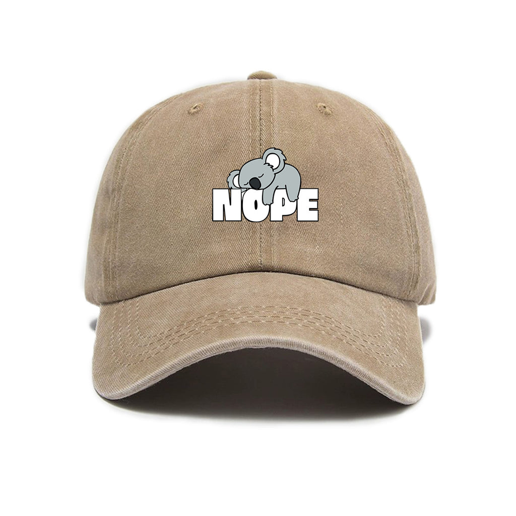 Washed Distressed Printed Baseball Cap Adult Cute Cartoon Koala Letter Print Distressed Soft Top Baseball Cap Unisex Sun Hat