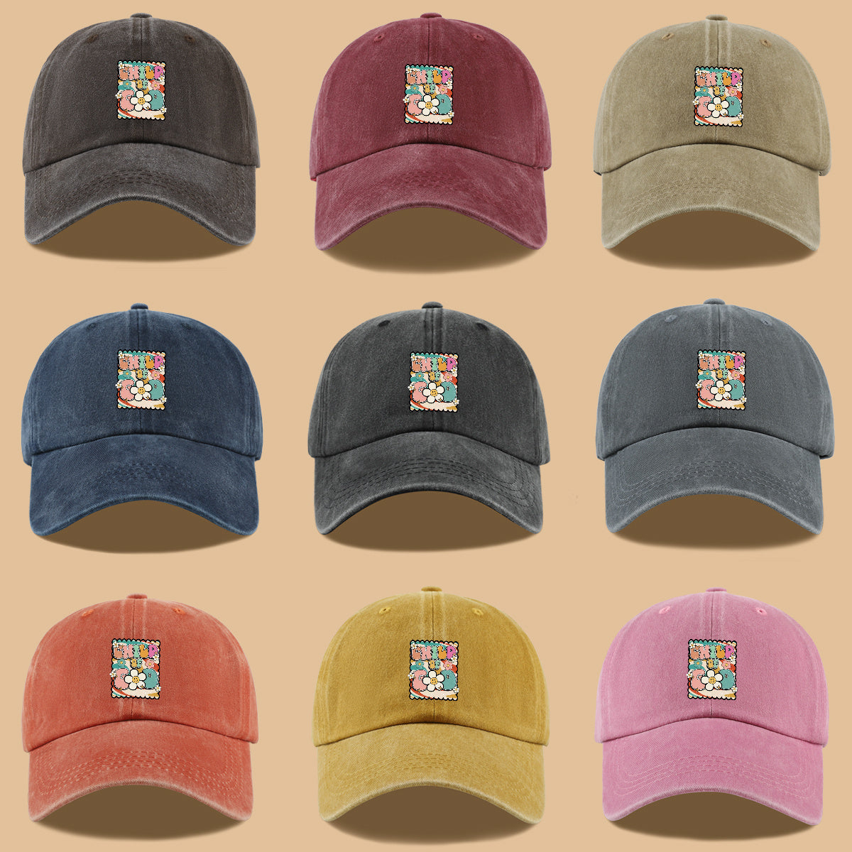 1pc "CHILD OF GOD" Vintage Fun Floral Print Baseball Cap, Comfortable and Breathable Sun Hat, Stylish, Colorful, and Beautiful, Unisex Adjustable Baseball Cap, Casual Street Fashion Hat, Outdoor Sun Hat for Sunbathing, Suitable for Daily Outings