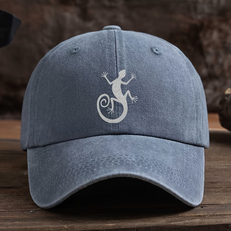Men's Gecko Print Baseball Cap - Sporty Outdoor Hat with Gecko, Suitable for, Casual Wear & Themed Events, Versatile for Climbing, Everyday Use, Gecko-Themed