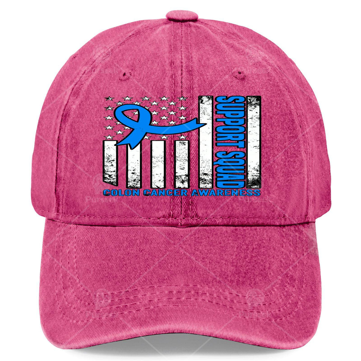 Support Squadss American Flag US Colon Cancer Awareness Month Baseball Hat