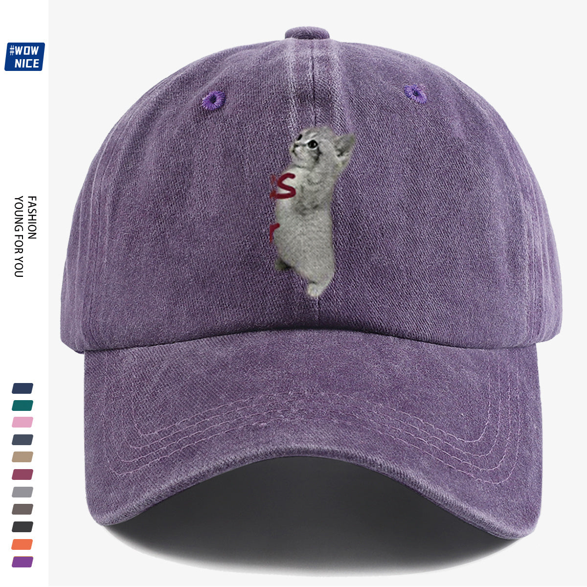 1pc "YES SIR" Text and Cute Kitten Print Baseball Cap, Unisex, Slimming Fit. Fashionable Casual Style, Adjustable Size. Suitable for Daily Outings, Shopping, Parties, Travel, and Outdoor Activities. Versatile and Practical, a Thoughtful Gift