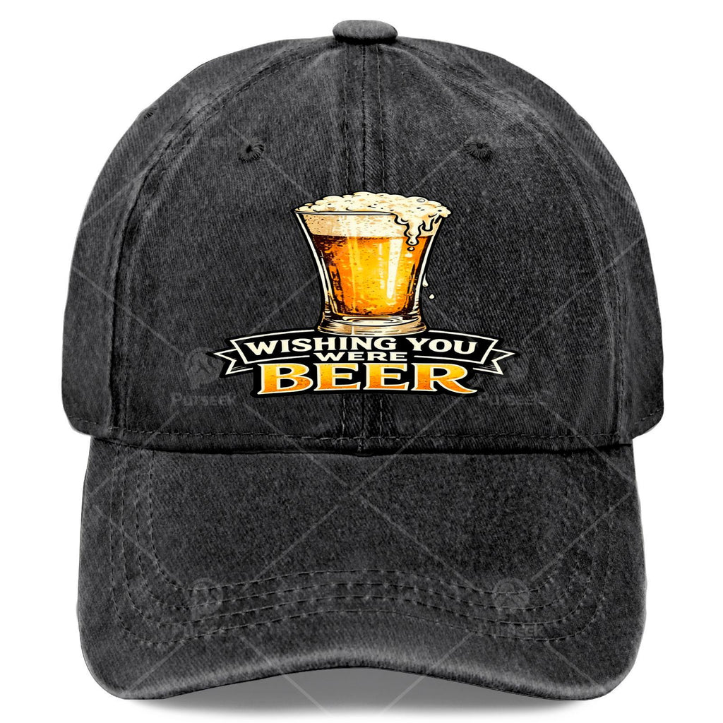 Funny Beer Lovers with "Wishing You Were Beer" Print - Retro Full-Body Beer Unisex Hat Suitable for Christmas Gifts, Games & 4th of Parties - Lightweight Round Top for &