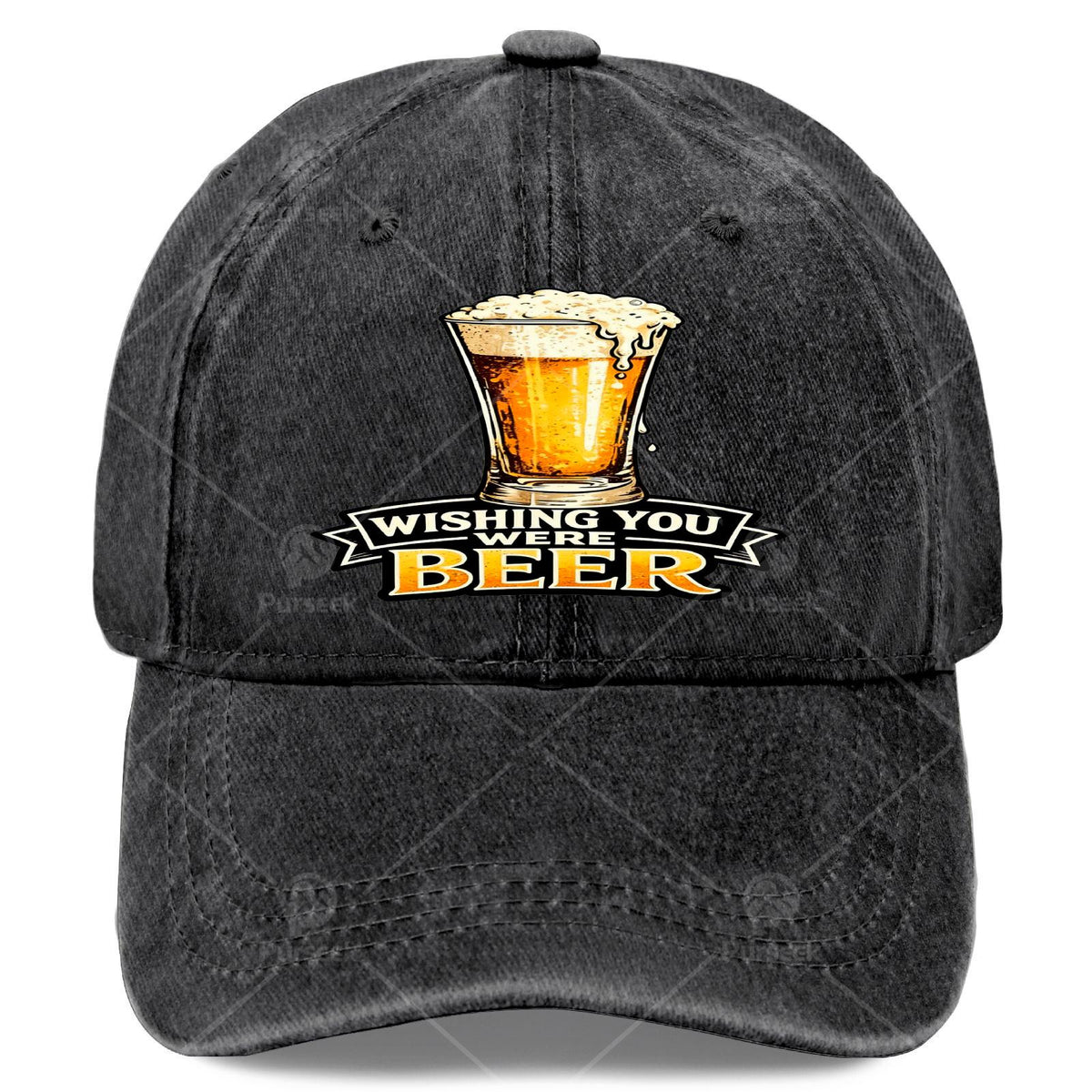Funny Beer Lovers with "Wishing You Were Beer" Print - Retro Full-Body Beer Unisex Hat Suitable for Christmas Gifts, Games & 4th of Parties - Lightweight Round Top for &