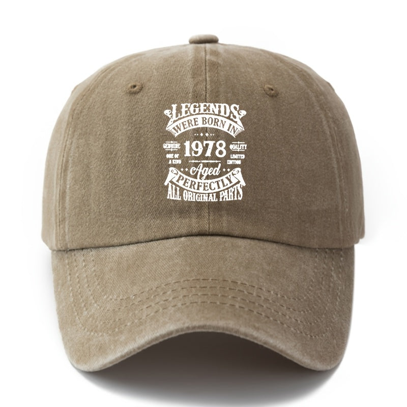 Unisex, Fashionable And Versatile Printed S 1978 Baseball Cap, Classic Retro Washed Outdoor Lightweight Curved Brim Cap, Suitable for Outdoor Vacations, Travel, Camping, And Other Casual Occasions, Hip-Hop Cap for Holiday Parties, Casual Cap