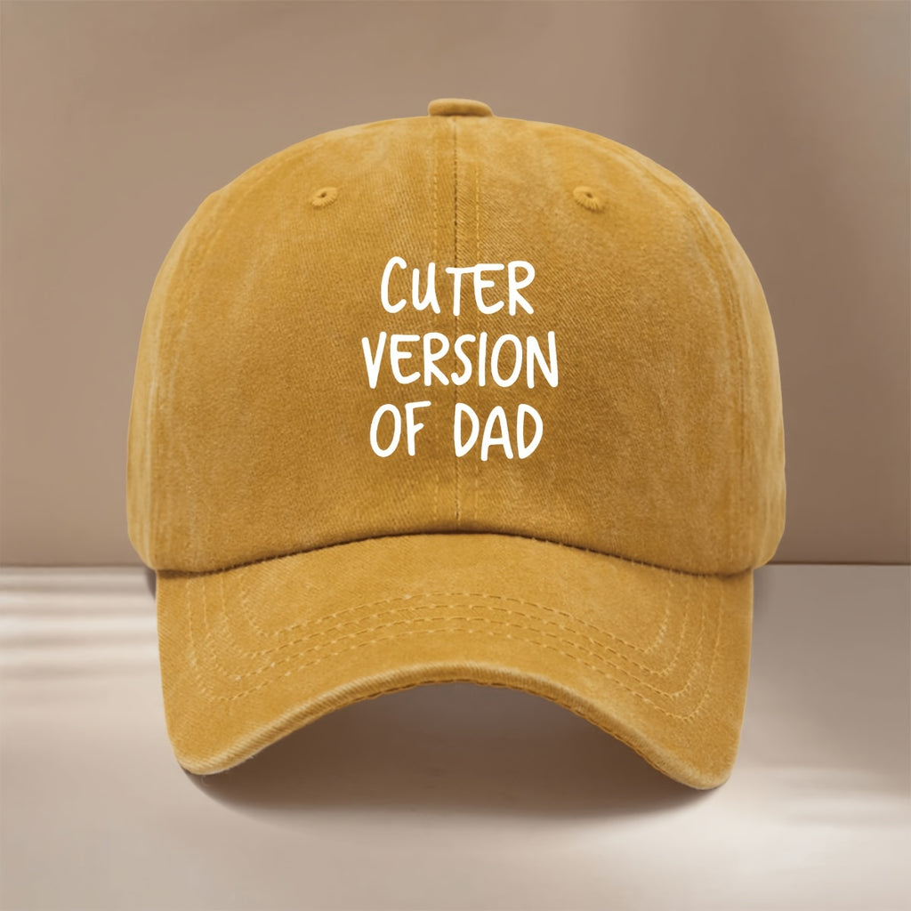 This Is a Baseball Cap Featuring a Design That Says 'CUTER VERSION OF DAD'. It'S Easy, Lightweight, And Adjustable, Suitable for Both Men And Women. This Trendy Curved-Brim Hat Is Perfect for Outdoor Activities, Gatherings, And Camping