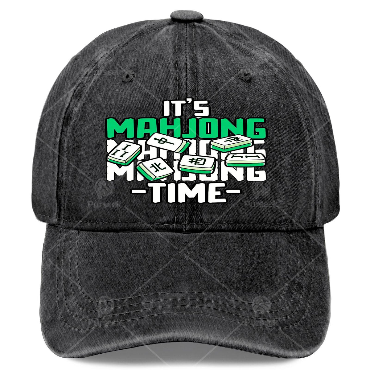 It'S Time for Mahjong, a Tile Game Player, Unisex Soft Washed Baseball