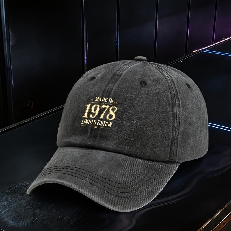 1 Adjustable Baseball Cap, Limited Edition 1978 Design, Lightweight Polyester Fiber Printed, Suitable for Outdoor Sports And Camping Enthusiasts, Fashion Couple Hat, Golf Hat, Trucker Hat, Trendy Baseball Cap, Youthful Wear