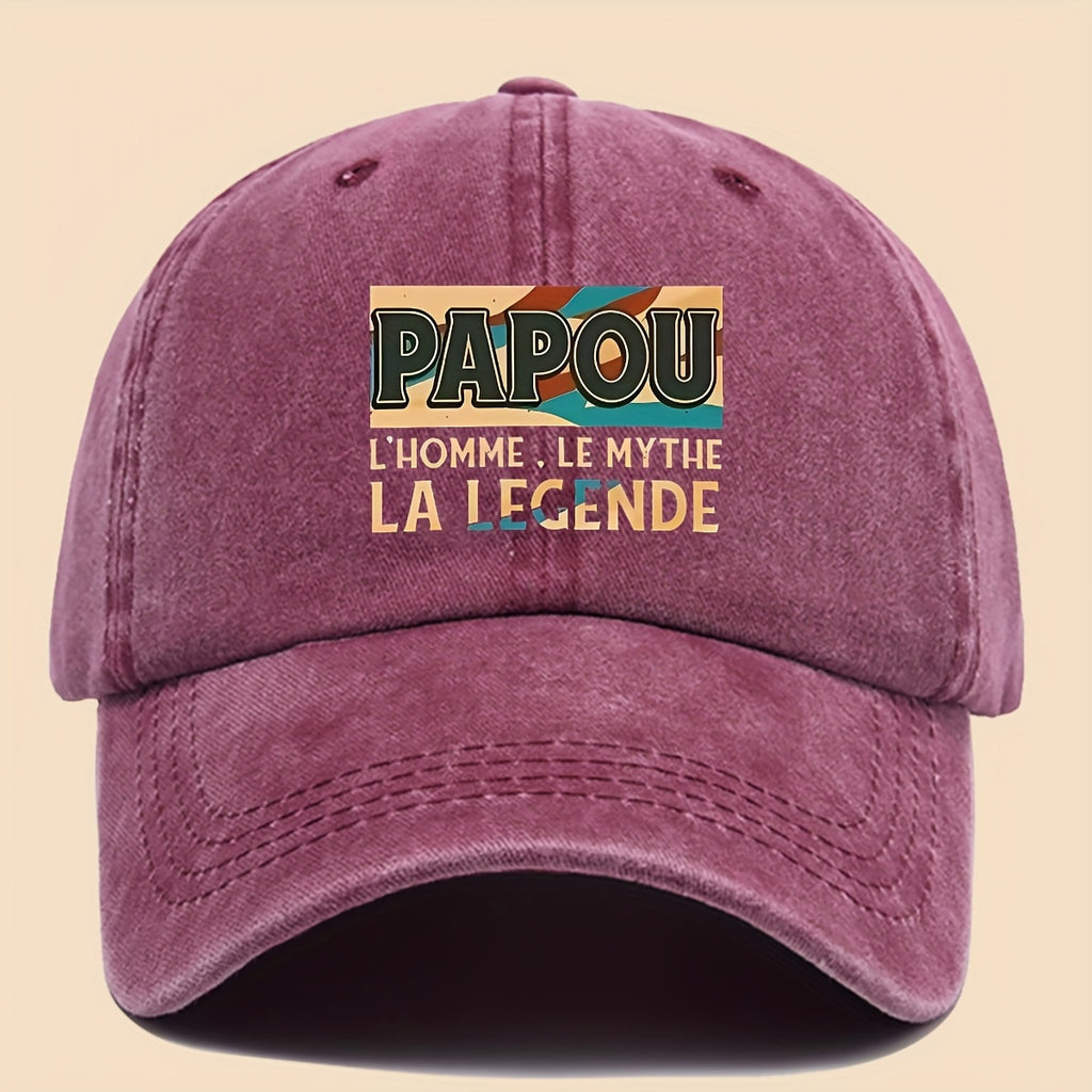 1pc PAPOU Vintage Trucker Hat - Adjustable Unisex Baseball Cap with Papa Print, Soft Lightweight Breathable Suitable for Outdoor Fishing, Hiking, Hunting, Casual Wear, Suitable for Dad, Mom, Youth, for Sports Gifts for Men & Women