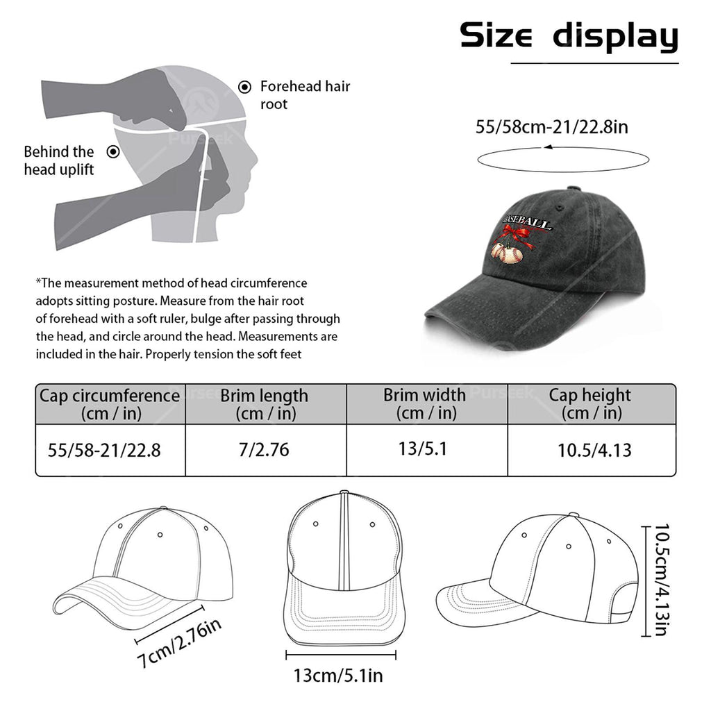 Unisex Vintage Washed Baseball Cap with Cherry Bow, Suitable for Baseball Season