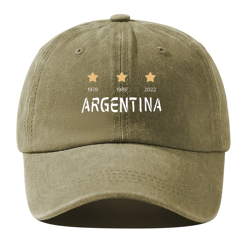 Men's Argentina National Soccer & Baseball Cap - Vintage 1978 1986 2022 Cup Embellished Hat with 3 Stars & Argentina Emblem, Adjustable Curved Brim for Outdoor Games, Fan Apparel (Duckbill Hat)
