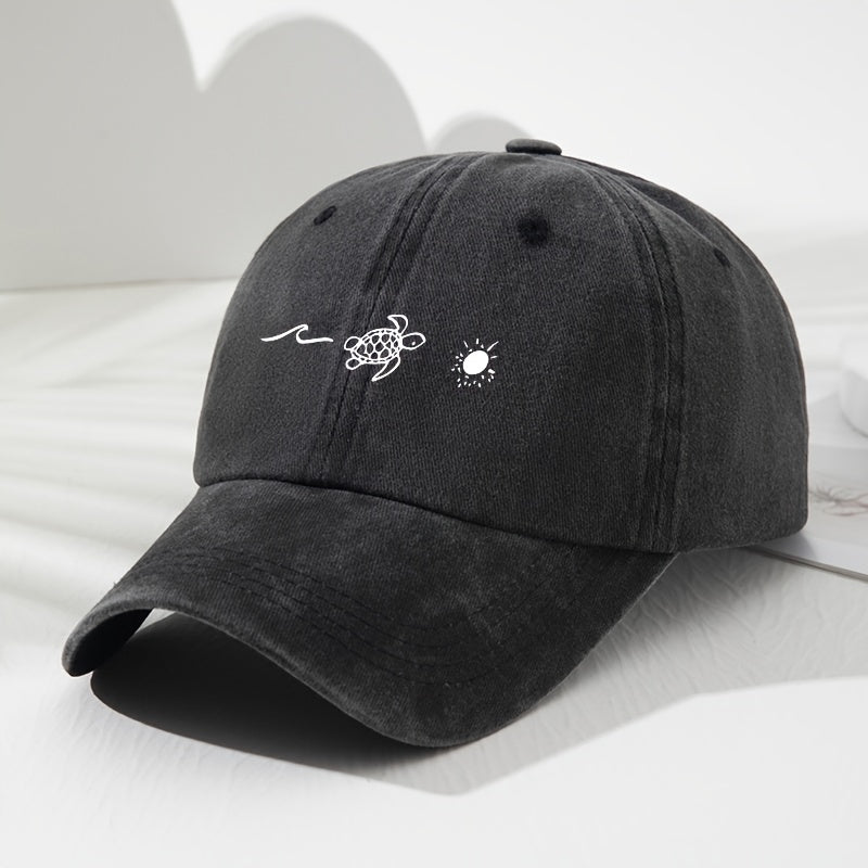 New Summer Trendy Unisex Sun Hats Featuring Wave And Turtle Prints, Designed for Sun Protection, Breathable Comfort, And Adjustable for Outdoor Sports And Leisure Activities