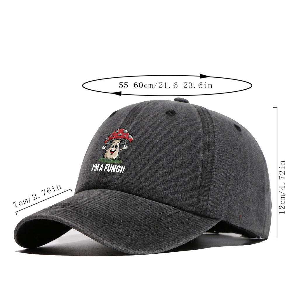1pc Cartoon Mushroom Joyful Face Print Baseball Cap, Cute Red Mushroom with Gray Dots Hat, Comfortable and Breathable Sun Hat, Stylish, Fun, and Unique, Unisex Adjustable Baseball Cap, Casual Hat, Couple's Outing Hat, Suitable for Daily Shopping