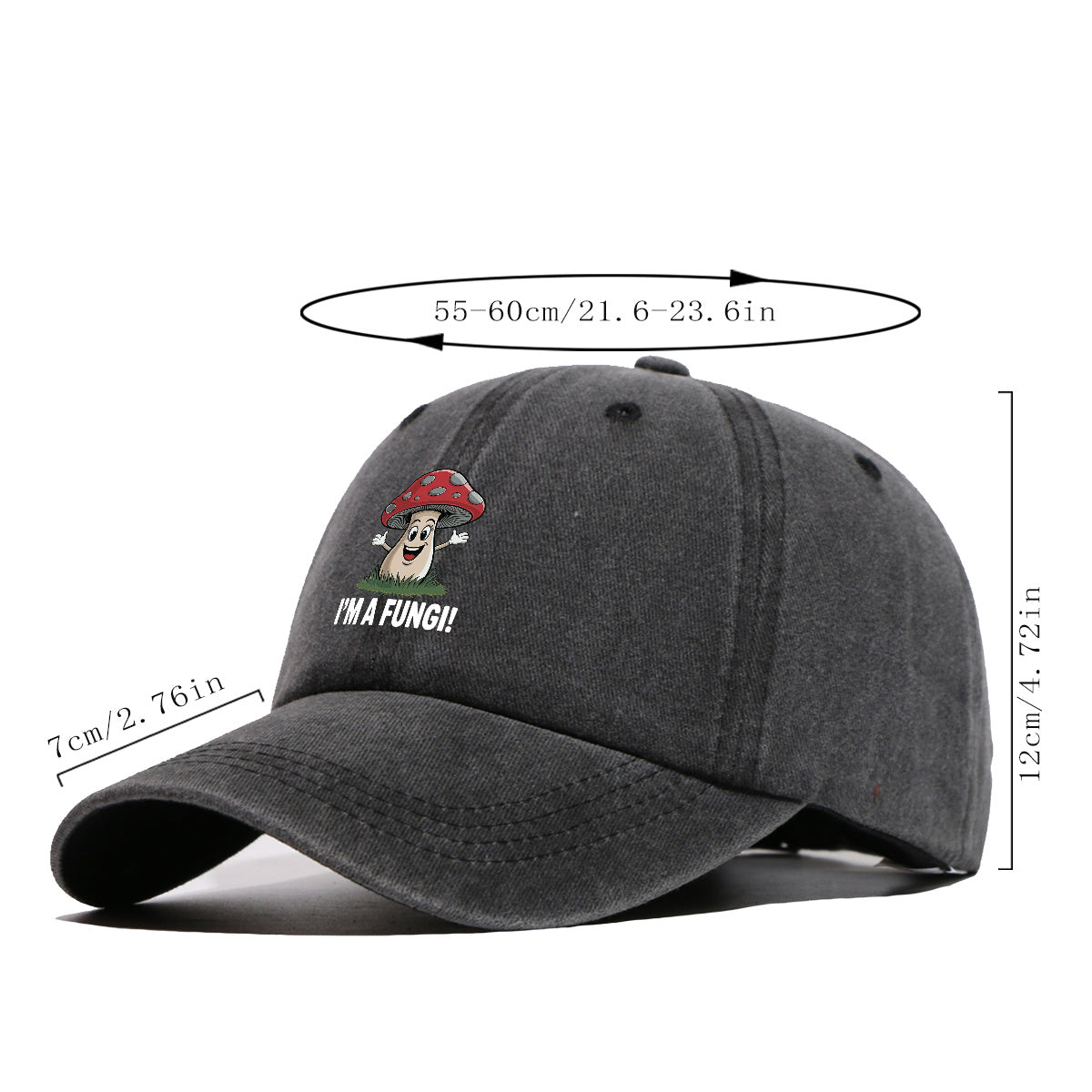 1pc Cartoon Mushroom Joyful Face Print Baseball Cap, Cute Red Mushroom with Gray Dots Hat, Comfortable and Breathable Sun Hat, Stylish, Fun, and Unique, Unisex Adjustable Baseball Cap, Casual Hat, Couple's Outing Hat, Suitable for Daily Shopping