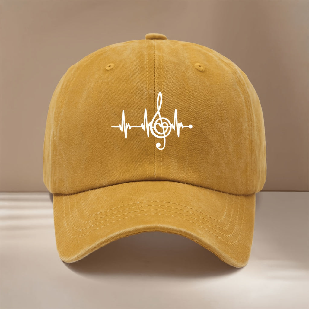Baseball Cap with Musical Note Pattern, Easy-Going And Lightweight Hip-Hop Hat, Unisex Casual Hat, Suitable for Vacation Travel, Dinner Parties, Camping, Comfortable And Personalized Duckbill Cap, Curved Brim Makes Face Look Smaller