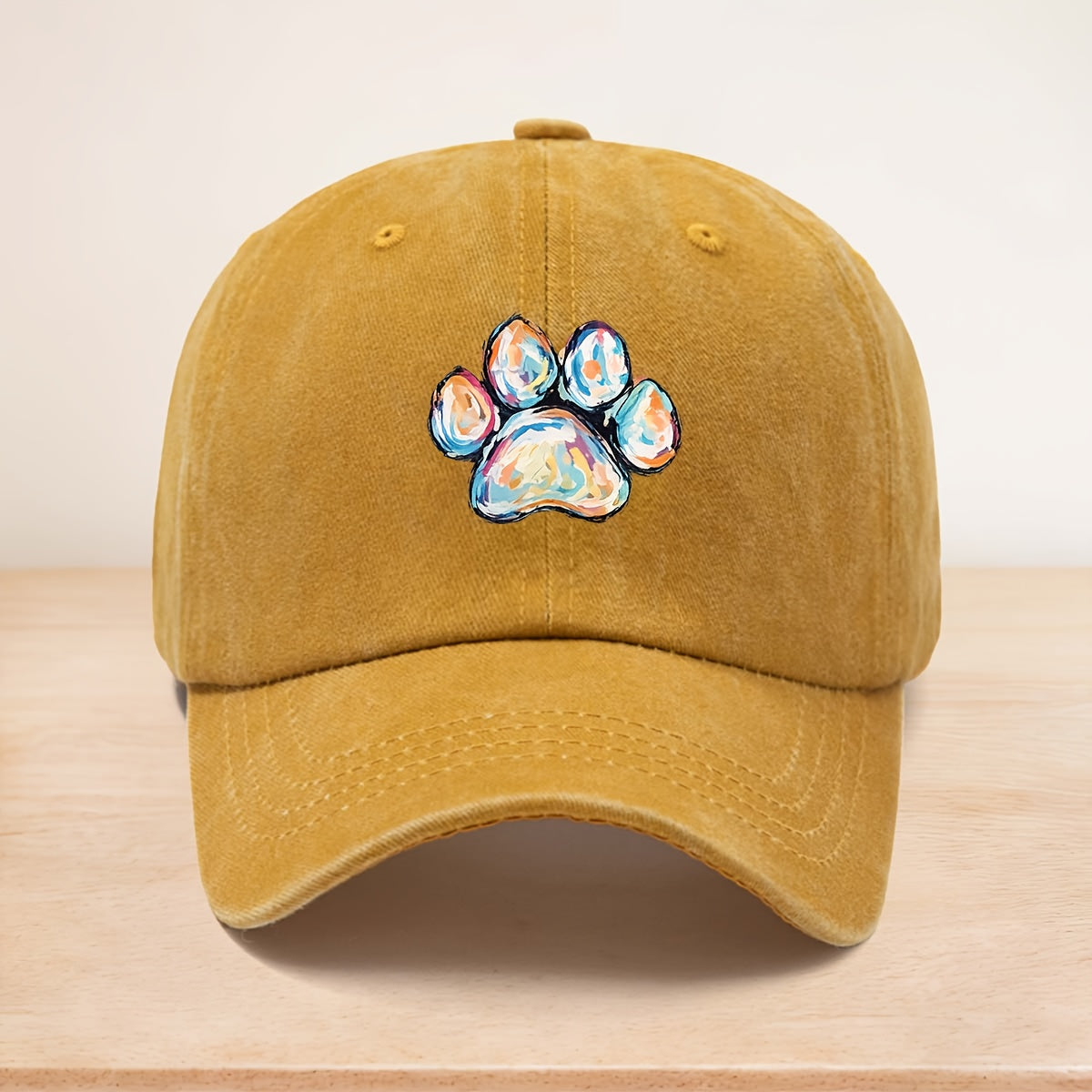 Vintage Duckbill Trucker Cap with Paw Print - Adjustable Baseball Hat Suitable for All- Outdoor, Machine Washable Curved Brim, Unisex for Men & Women, Suitable for Sports, Camping, Dog Walking, Commuting, and Pet-Themed Events