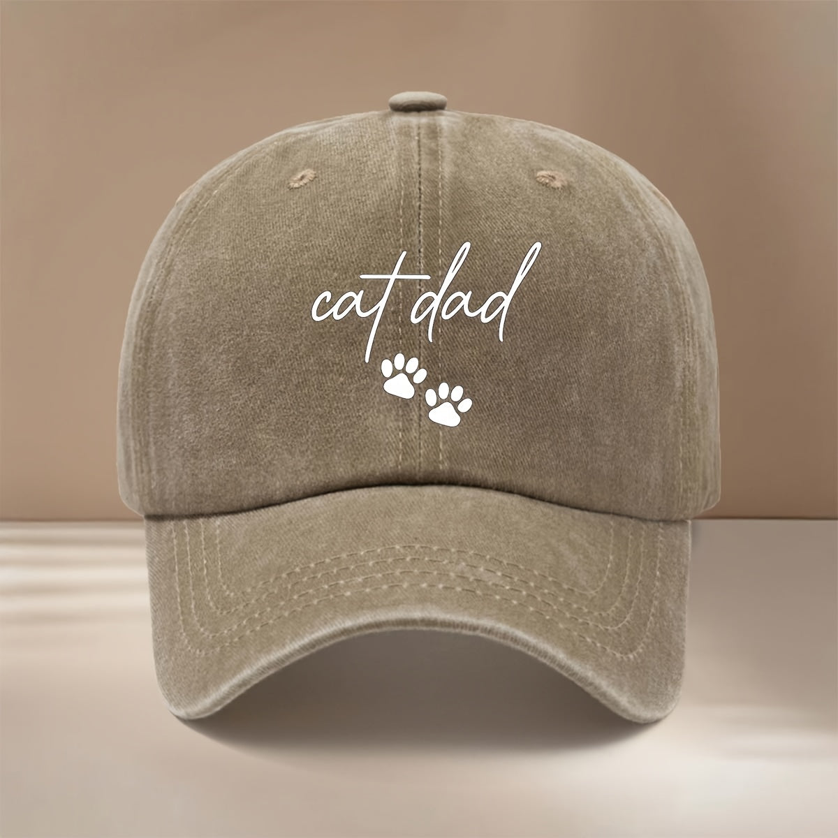 Cat Dad Two Paw Print Pattern Baseball Cap with Textured Feel, Adjustable Size, Hip-Hop Hat, Unisex Trucker Hat for Vacation, Travel, Dinner Parties, Camping, Comfortable and Lightweight Snapback Cap, Simple and  Curved Brim Hat