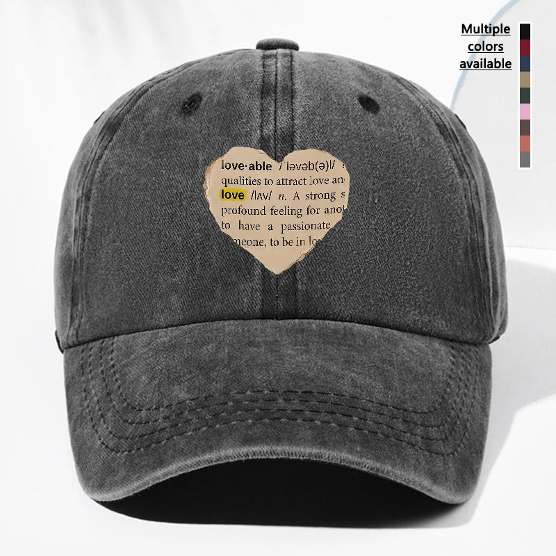 Unisex Newspaper Heart Print Washed Vintage Baseball Cap, Fashionable Sun Outdoor Hat for Men and Women, Adjustable Fit Trucker Hat Suitable for All Seasons and Daily Wear