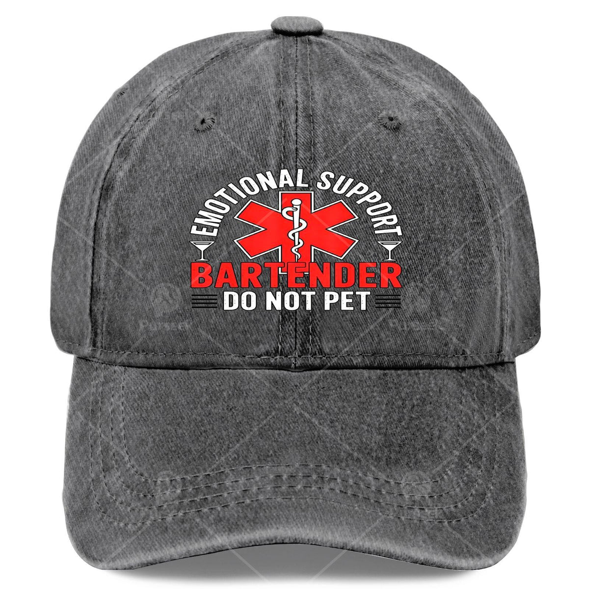 Emotional Support Bartender Do Not Pet Hat - Unisex Retro Full-Body Print with "Do Not Pet" Bartender, Lightweight for Events & Themed Parties (Christmas, 4th) - Hand Washable Round Top Hat