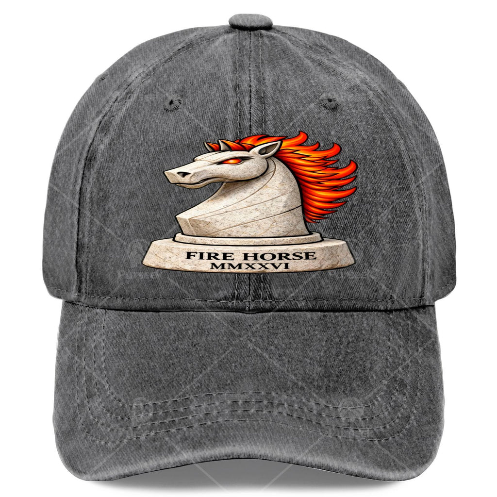 2026 Year of the Fire Horse Lunar New Year - Retro Chinese Zodiac Symbol Full-Body Fire Horse Print, Unisex for &, for Events, Christmas, 4th - Lightweight Round Top Hat