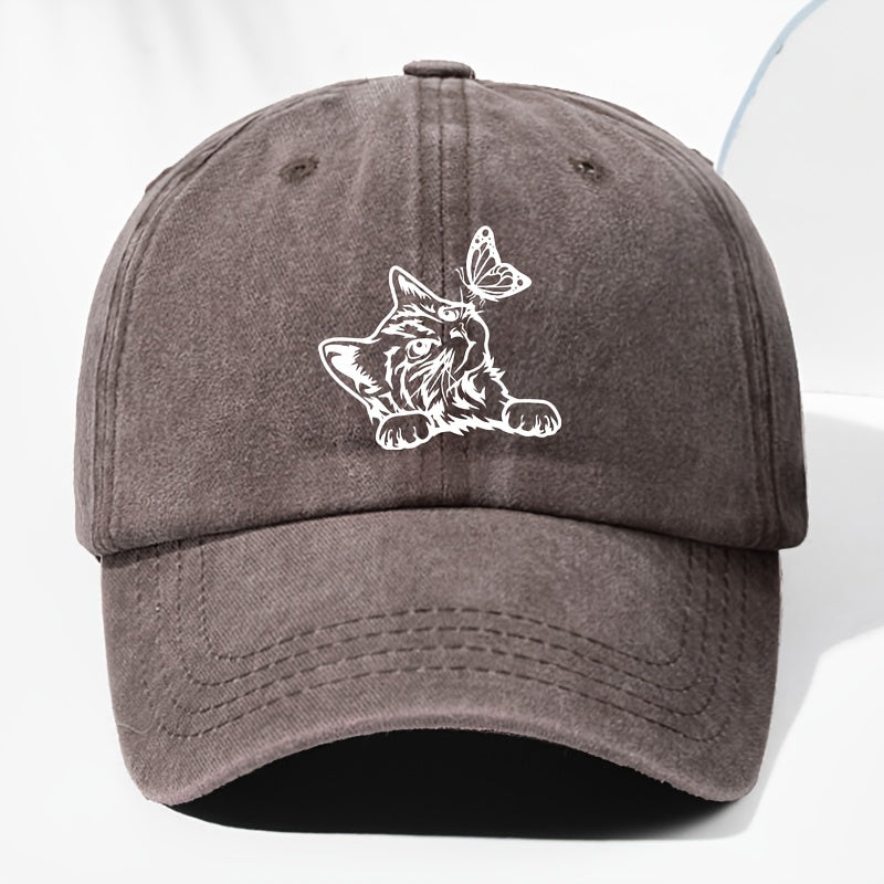 Unisex Animal Print Washed Vintage Baseball Cap, Fashionable Sun Outdoor Hat for Men and Women, Adjustable Trucker Hat Suitable for All Seasons and Daily Wear