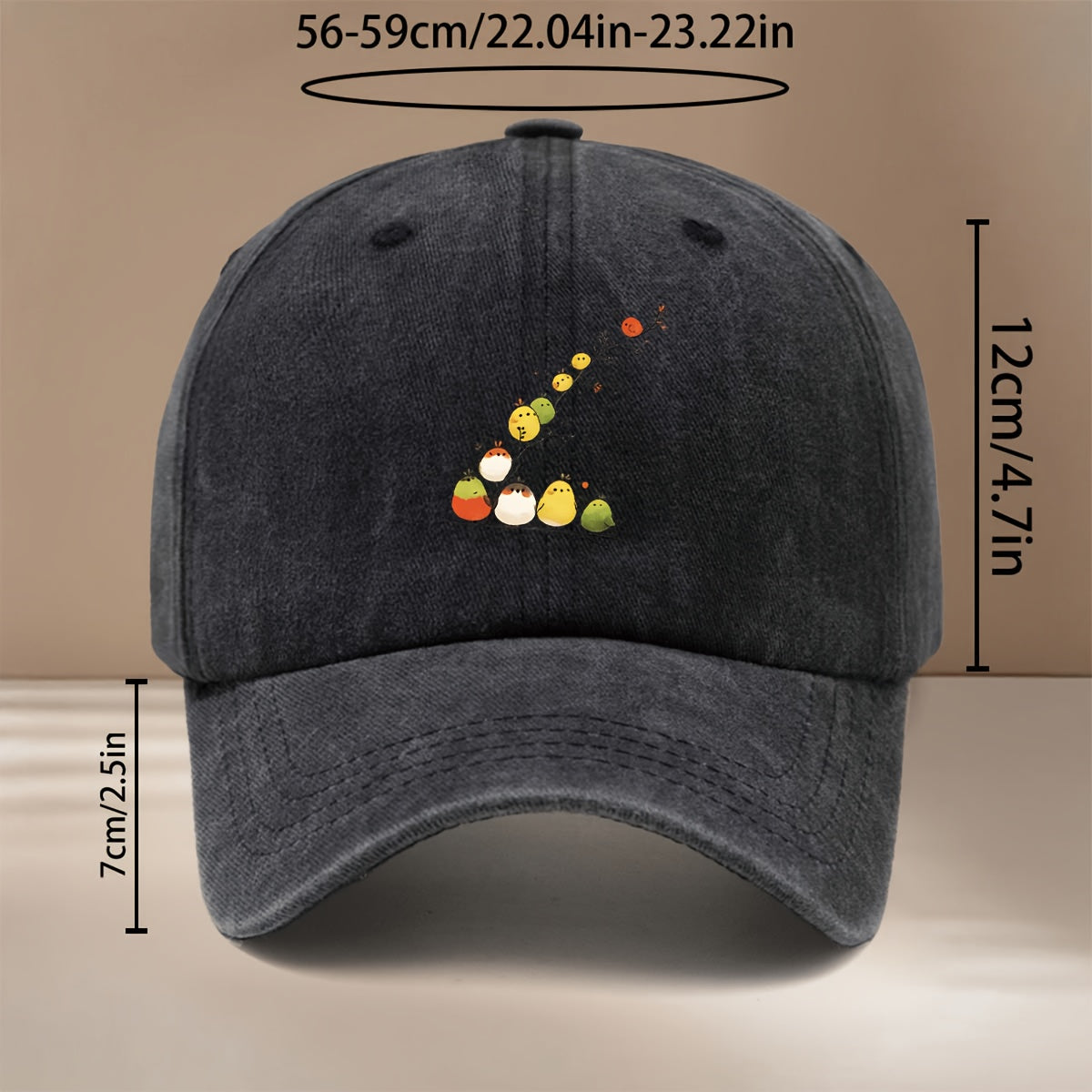 This Is a Baseball Cap with a Pattern of Chubby Little Birds, Personalized, Fashionable, Adjustable in Size, Hip-Hop Hat, Unisex, Comfortable And Lightweight Duckbill Cap, Suitable for Outdoor Sports, Dinners, Camping