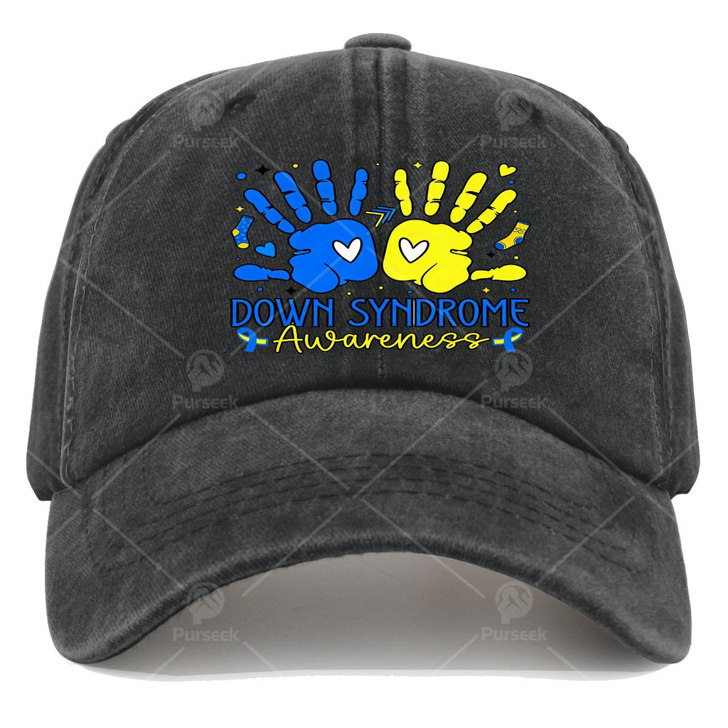 Down Syndrome Awareness T21 Hands Support Baseball Hat Unisex Soft Washed