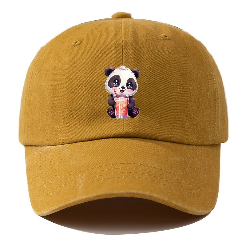 Unisex Adjustable Vintage Washed Baseball Cap, Animal Print, Button Design, Lightweight Polyester, All-Season Casual Outdoor Party Hip-Hop Hat, Animal Theme, Woven, Suitable for Boys - Ramadan Edition