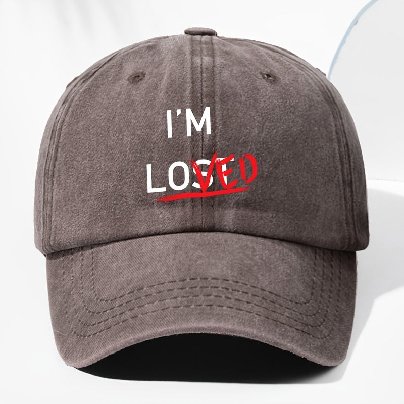 Unisex IM LOVED Letter Print Washed Vintage Baseball Cap Fashion Men Women Sun Hat Adjustable Size Trucker Cap Suitable for All Seasons Daily Wear