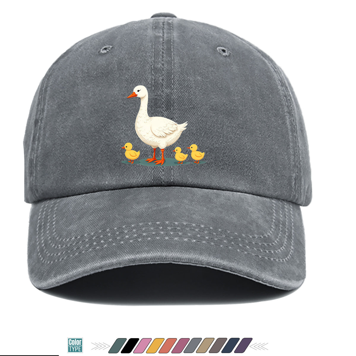 1pc Mother Goose And Three Little Yellow Ducks Warm Printed Baseball Cap Cute Pattern Sun Hat Fashionable And Versatile Unisex Duck Tongue Cap Adjustable Size Dad Fishing Hat Mom Strolling Hat Couple Skateboard Hat Suitable for Park Play