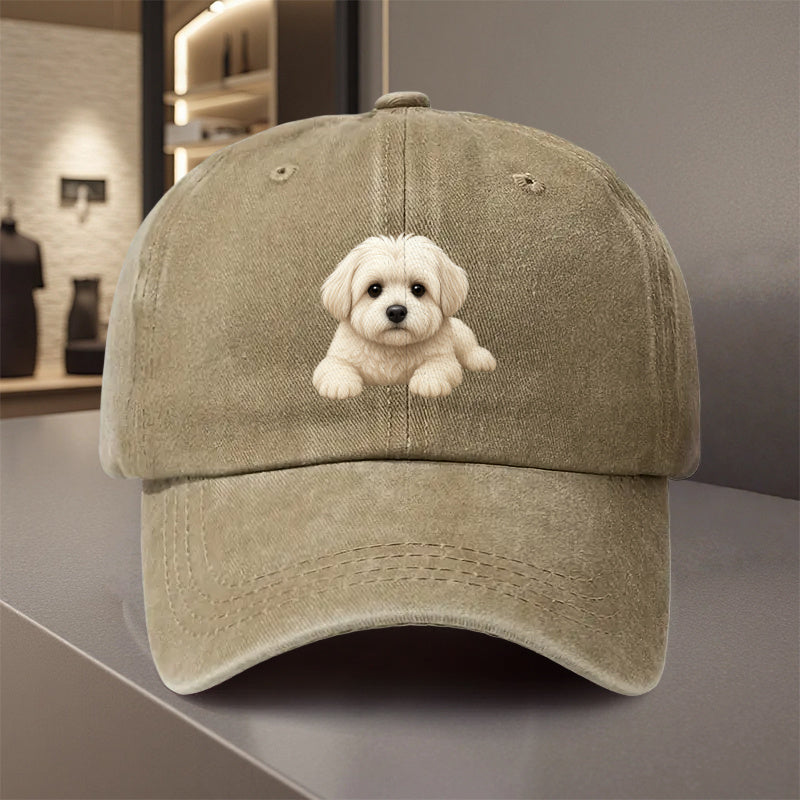1pc Adjustable Baseball Cap with Cute Fluffy White Poodle - Lightweight Polyester Snapback Hat, All-Season Outdoor Sports, Pet Lover Gift for Men, Women, Dog Owners - Casual Sun Hat for Golf, Camping, Casual Attire - Beige/Black/Gray/Blue/Red/White/ Brown