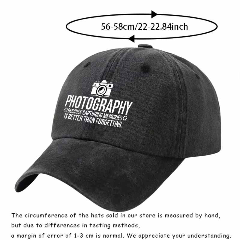 Photography Baseball Cap with White Camera Design - Lightweight Breathable Hat for Travel, Outdoor Photography, and Enthusiasts - Black/Blue/Green/Beige - Perfect Gift, Outdoor Photography Gear, Durable Construction, Travel Accessory