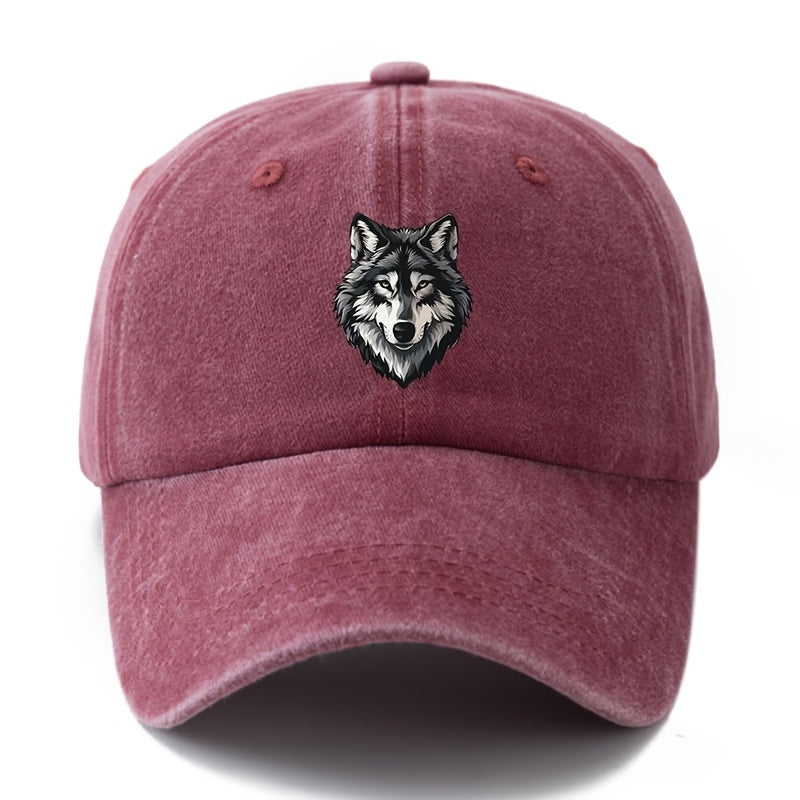 A Stylish And Adaptable Printed Husky Baseball Cap for All Genders, Showcasing a Timeless Vintage Wash And a Lightweight Curved Brim Design Perfect for Outdoor Activities. Great for Vacations, Travel, Camping