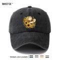 Printed Sunflower Baseball Cap, Unisex And Adjustable Size, with Curved Brim, Lightweight And Sun-Protective for Outdoor Use, Suitable for Outdoor Vacations, Camping, Casual Wear, And Hip-Hop Style, Trucker Baseball Cap
