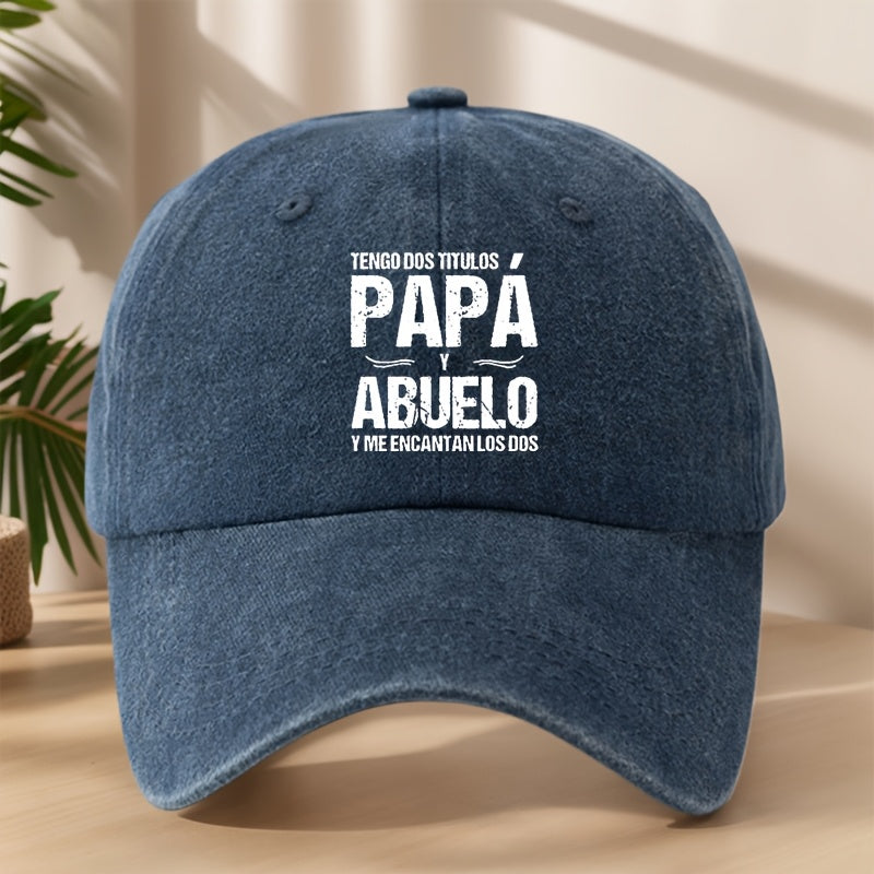 Unisex Baseball Cap with Adjustable Duckbill - Breathable All-Season Outdoor Hat, 21.65-24.41inch Headband, //Navy, Lightweight & Comfortable for Men & Women, Casual Sports Travel Hat, Spanish Text Design