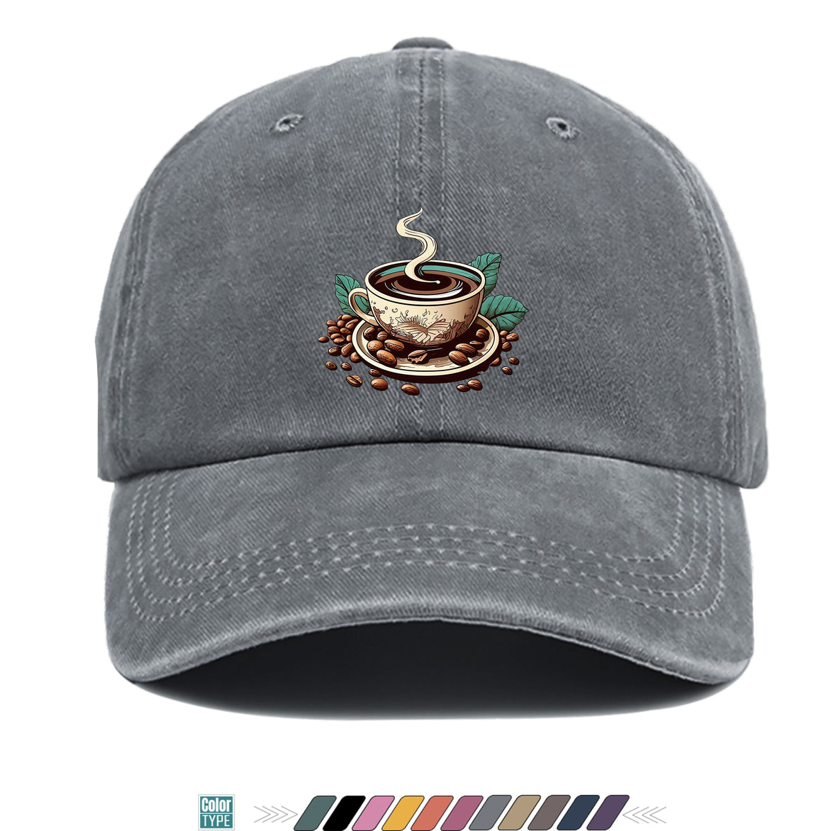 1pc 1pcs Vintage American Trucker Hat - Adjustable Soft Top Dad Cap with Coffee Print, Breathable Suitable for Outdoor Sports, Cycling,, Fishing, for Men & Women, Unisex for Youth, Skateboarding, Parties, Festivals, Gift