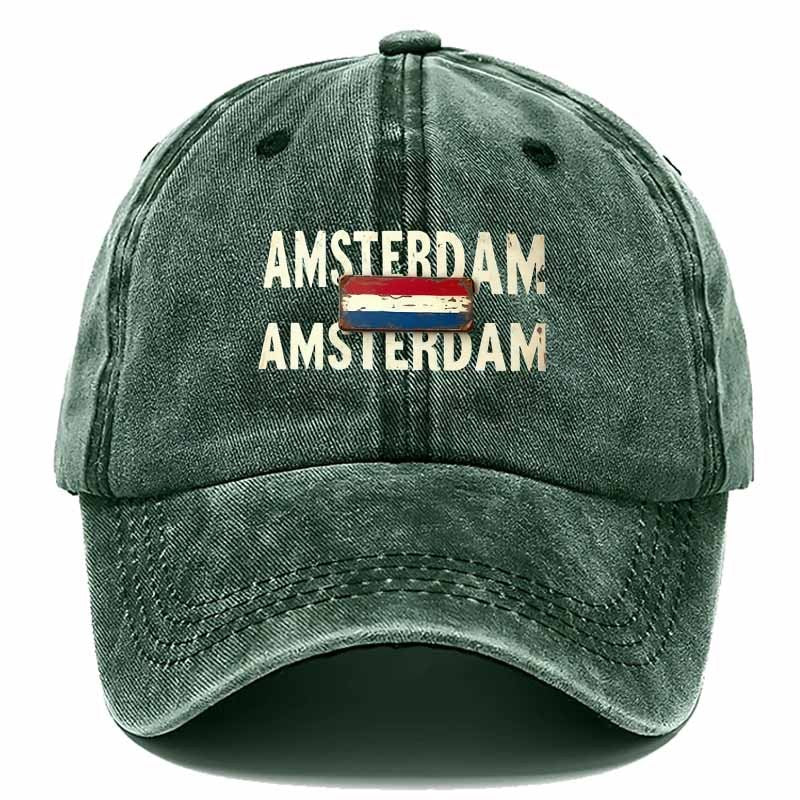 Trendy Artistic Baseball Cap with The Word 'AMSTERDAM', a Must-Have for Travel
