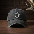 Hot Brew Coffee Mug Hot American Retro Washed Distressed Printed Baseball Cap for Men And Women, Suitable for Spring And Autumn, Outdoor Sun Hat, Personalized Trendy Hip-Hop Duckbill Cap