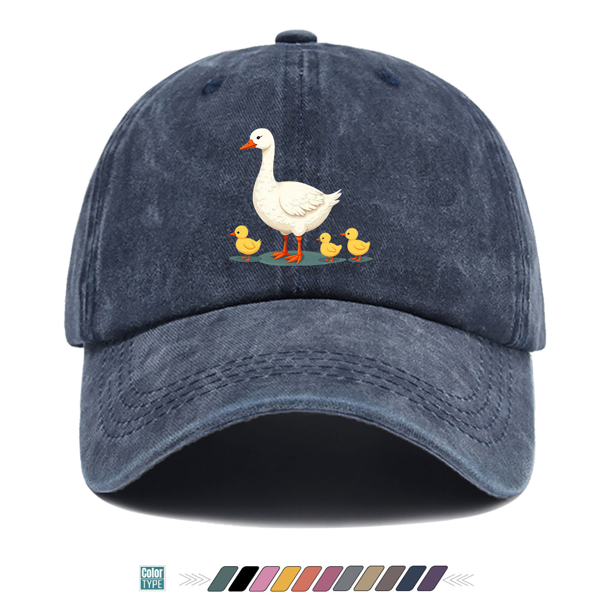 1pc Mother Goose And Three Little Yellow Ducks Warm Printed Baseball Cap Cute Pattern Sun Hat Fashionable And Versatile Unisex Duck Tongue Cap Adjustable Size Dad Fishing Hat Mom Strolling Hat Couple Skateboard Hat Suitable for Park Play