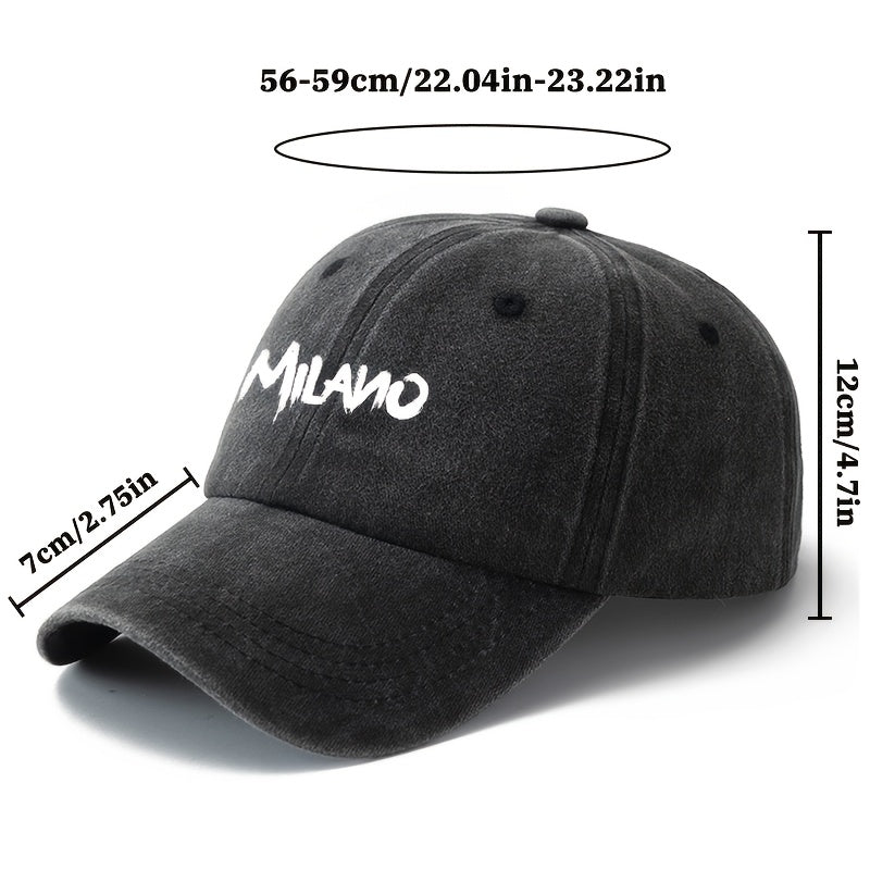 MILANO Retro Washed Baseball Cap - Unisex Trucker Hat Suitable for Outdoor, Casual Wear, Driving, Vacations - Classic Washed Look, Printed Design, Ideal for Truck Drivers & Lifestyles
