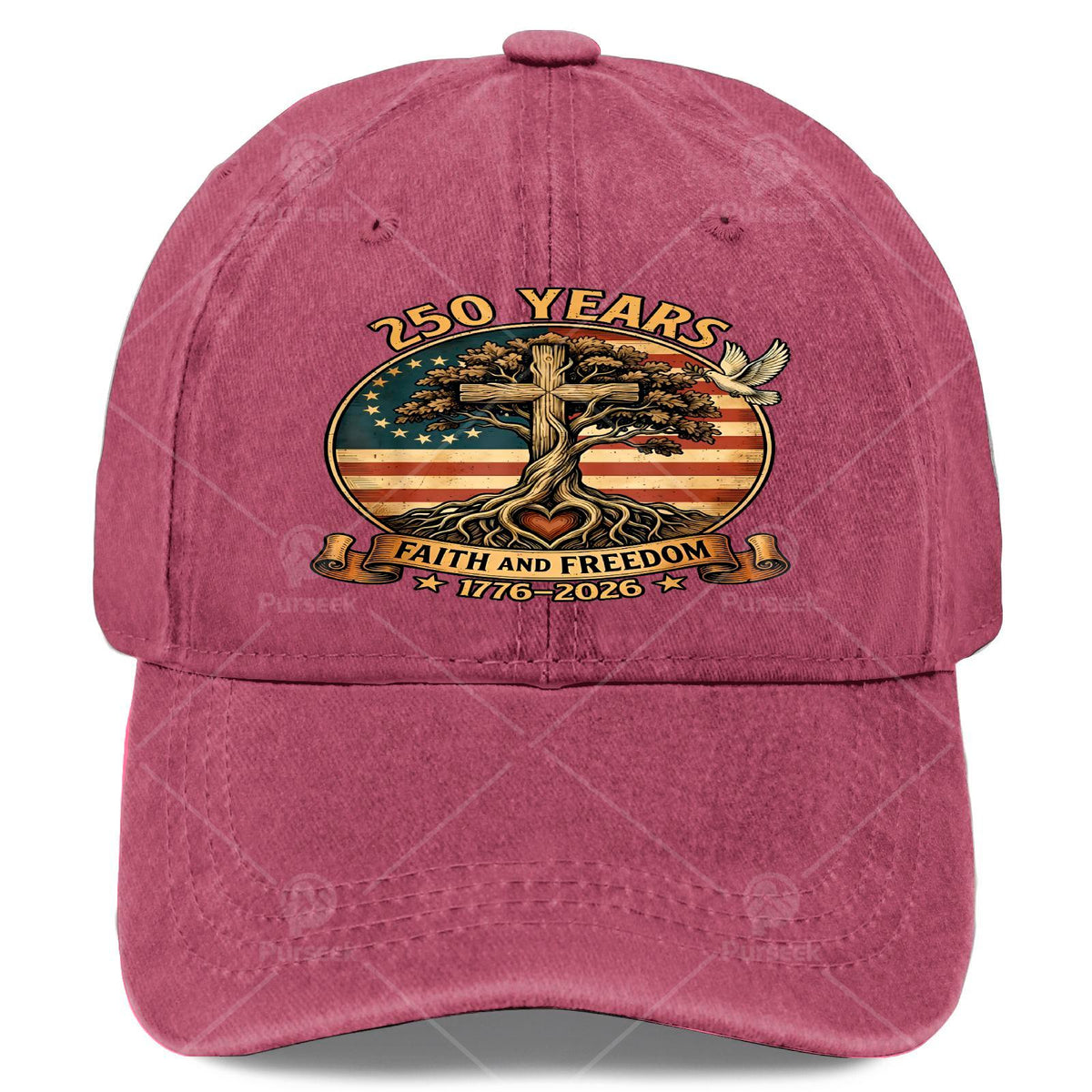250 Years of Faith & Freedom - Christian America Baseball Cap - 250th Anniversary Commemorative - Adjustable Pull-String Cap - Suitable for Church Events, Historical Gifts & Religious