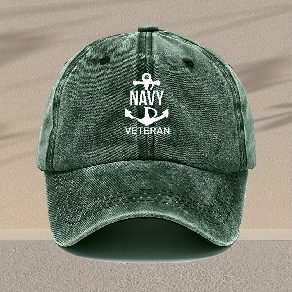 Fashionable Anchor Print Men'S Washed Baseball Cap, Adjustable Distressed Casual Hat for Men, Suitable for Travel And Outdoor Sports, Versatile for Everyday Style, Men'S Fashion Hat with Various Styles to Choose From, an Excellent Gift Option