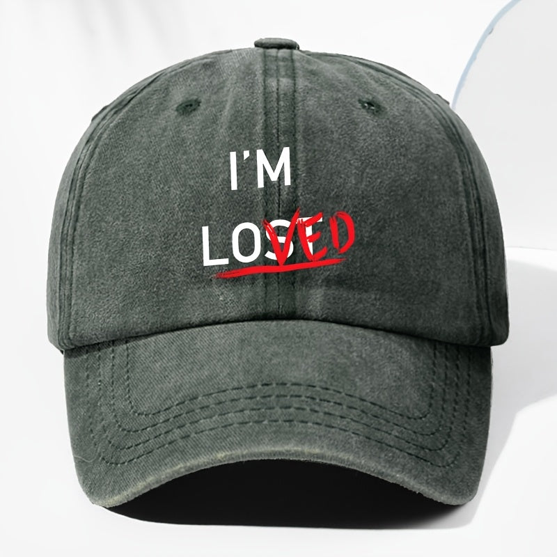 Unisex IM LOVED Letter Print Washed Vintage Baseball Cap Fashion Men Women Sun Hat Adjustable Size Trucker Cap Suitable for All Seasons Daily Wear
